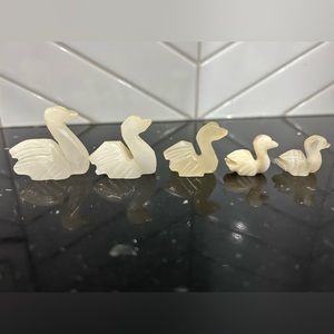 Vintage hand crafted small swan family of 5